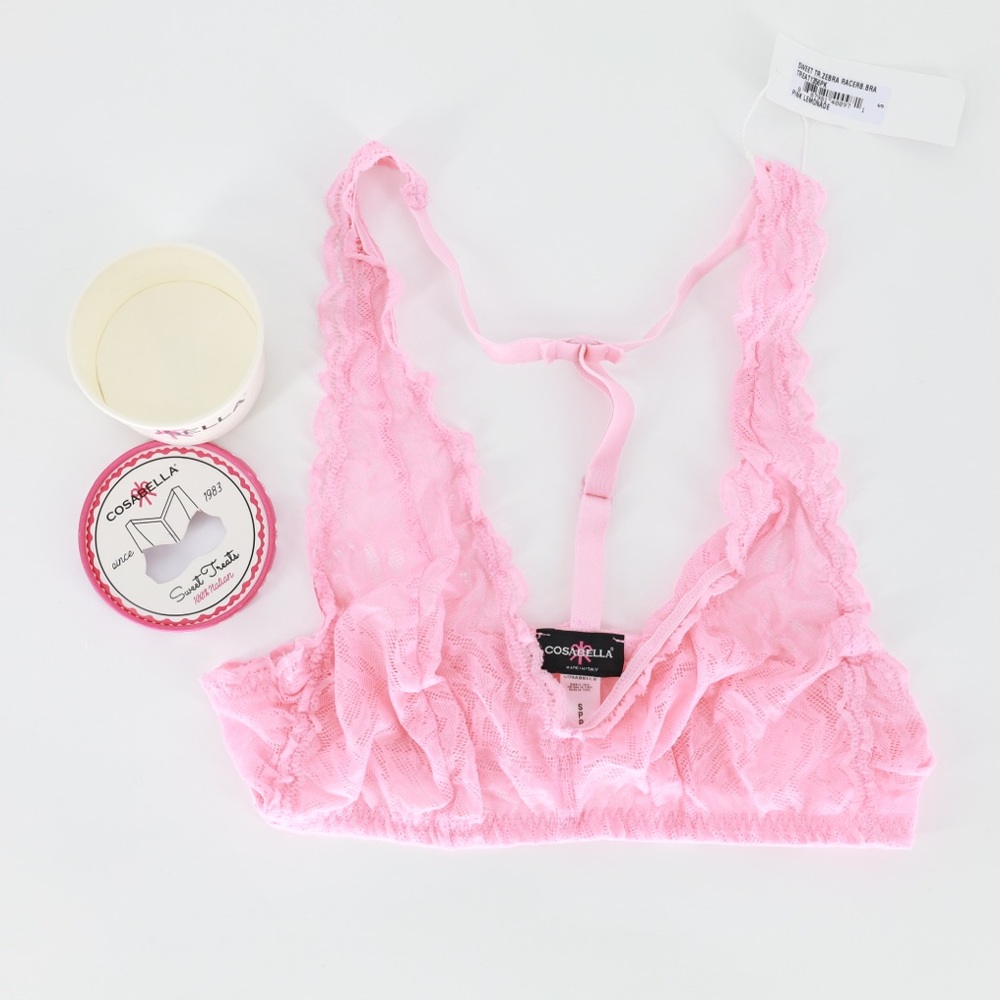 Cosabella Sweet Treats Racerback Bralette Pink Lemonade Small New